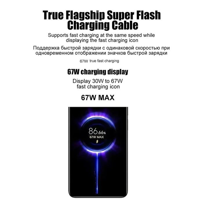 Быстрое (turbo) зарядное устройство 67 W для телефонов Xiaomi, Poco