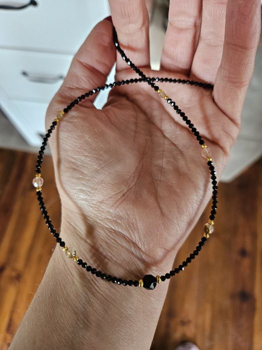 Naszyjnik Choker kamienie naturalne Spinel Onyks Hematyt Kwarc