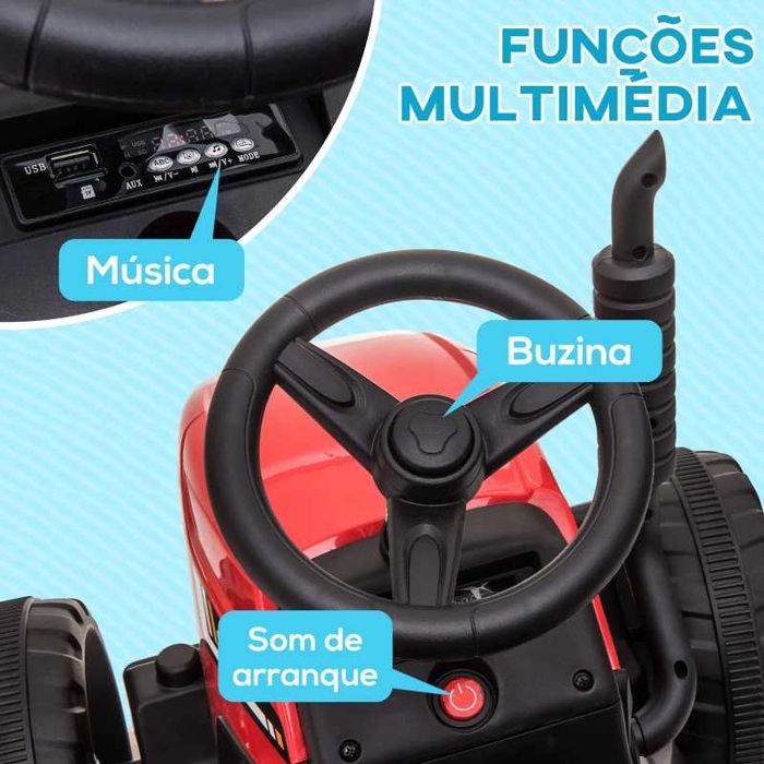 Brinquedos – Trator elétrico com reboque amovível, para crianças