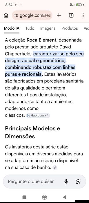 Lavatório Marca Portuguesa Roca Elements