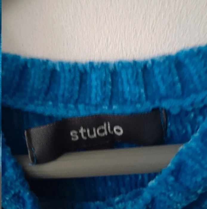 Sweterek sweter pleciony warkocz elegancki efektowny ściągacze