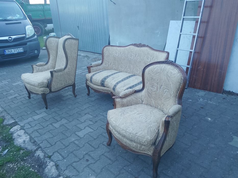 Piękny komplet sofa 2 ka i 2 fotele Ludwikowskie