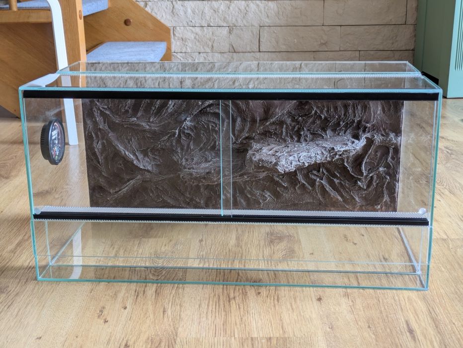 Terrarium szklane 60×30×30 cm z dekoracyjną 3D ścianą