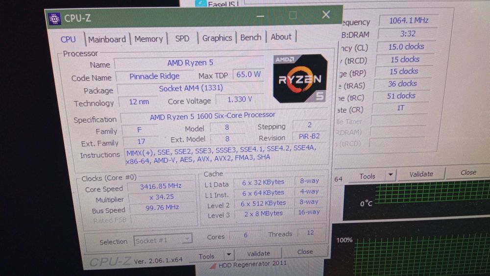 Процессор AMD Ryzen 5 1600, 3200-3400 MHz 6 ядер-12 потоков ,sAM4