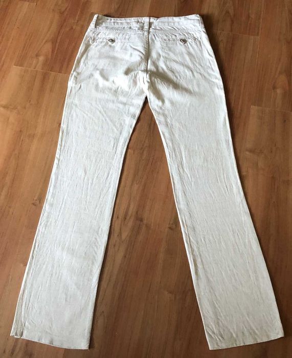 Spodnie damskie len/wiskoza kremowe r.M 35zł