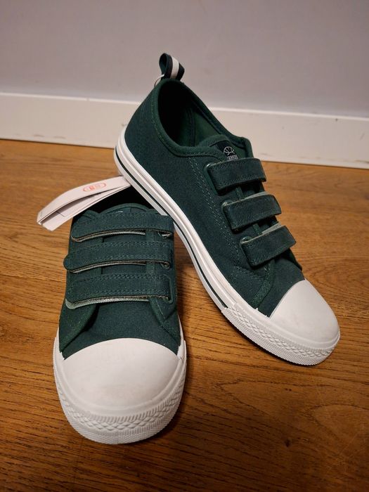 Nowe trampki na rzepy CoolClub zielone 37 tenisówki buty dla chłopca biała podeszwa