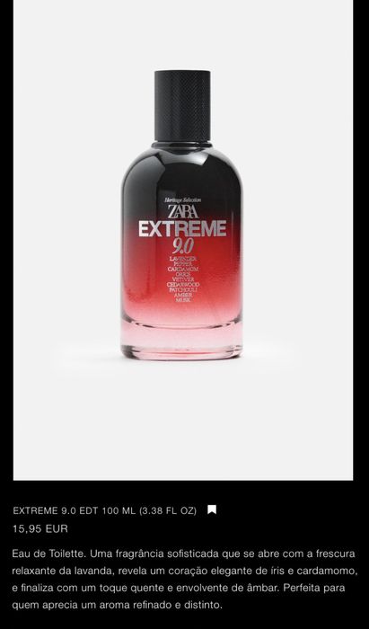 EXTREME 9.0 EDT 100 ML Zara NOVO
