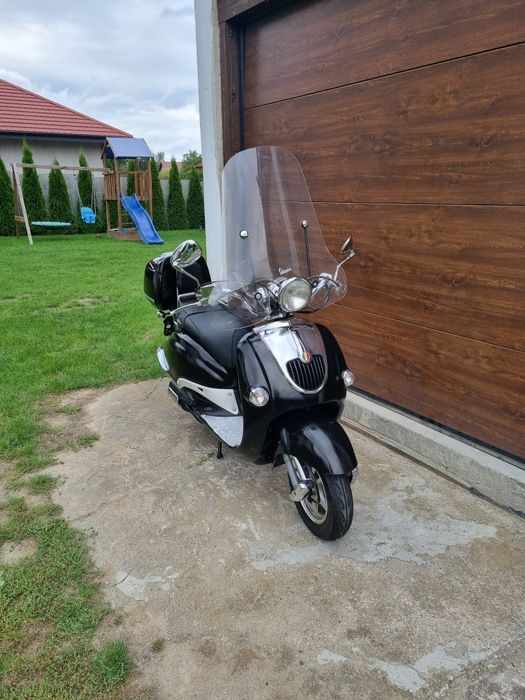 Skuter Retro 50 4t Chromy Czarny Połysk Szyba KUFER Dowóz Polecam!!!