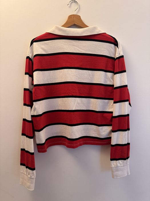 Terranova Polo Longsleeve w Paski Bawełna L 40 Czerwona Biała Crop Polo Stan Idealny