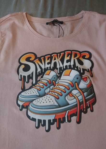 Koszulka, tshirt damski z nadrukiem Sneakers, r L