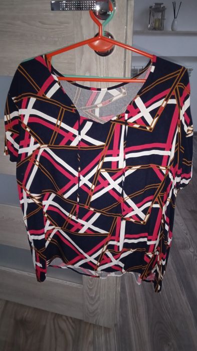 Bluzka materiałowa granat we wzorki