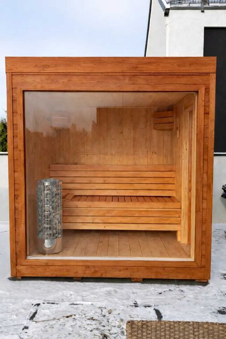 Sauna ogrodowa zewnętrzna fińska OCIEPLONA+PIEC+WITRYNA 2,3x2m