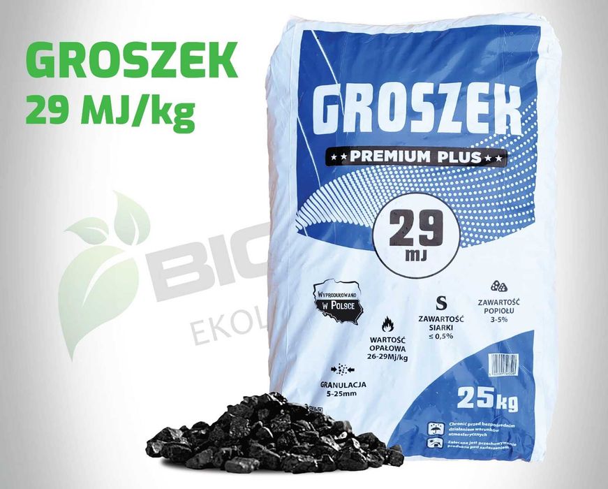 Węgiel Groszek 29 Mj Karlik Karolinka Staszic Wesoła Workowany 25kg