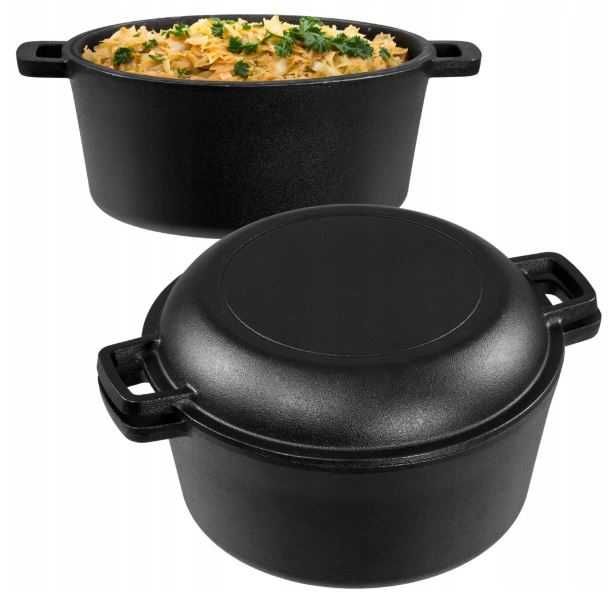 Garnek żeliwny brytfanna 4,5l z pokrywą do pieczenia chleba i mięsa