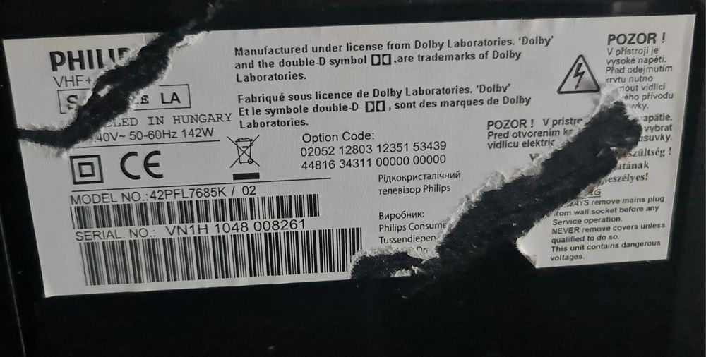 Telewizory uszkodzone na części
