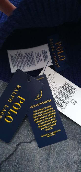 Шапка Polo Ralph Lauren з домішкою вовни. Оригінал, темно синя і