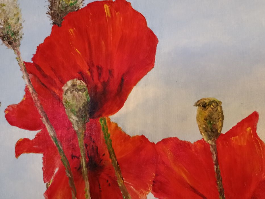 Duży obraz olejny Maki