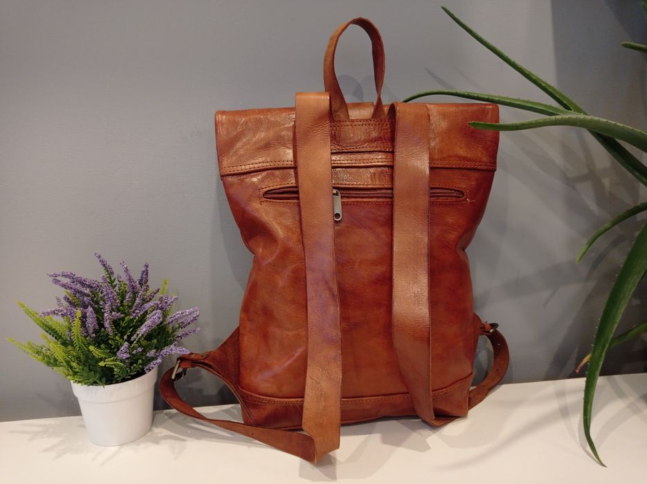 Solidny i stylowy plecak ze skóry naturalnej. Hand made!