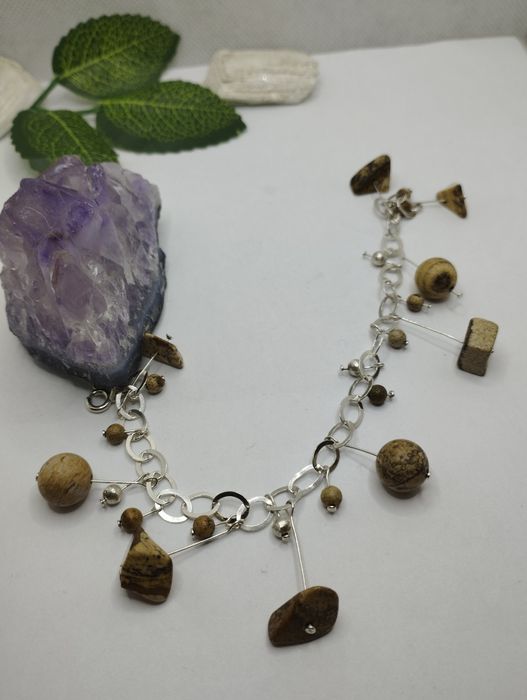 Srebrna bransoletka z dodatkami, srebro 925, długość 19,5 cm