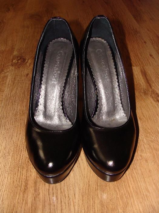 Czarne skórzane szpilki 40 platforma