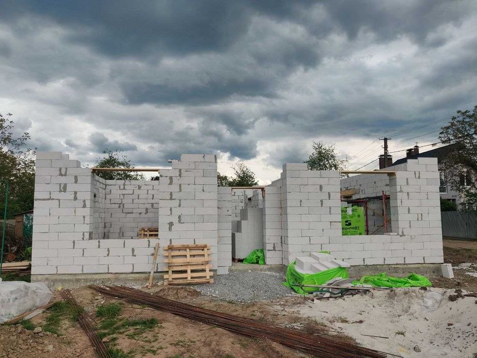 Мурування кладка газоблоку піноблоку керамоблоку, послуги муляра, будівництво будинку, кладочні роботи, зведення коробки, стіни перестінки перегородки