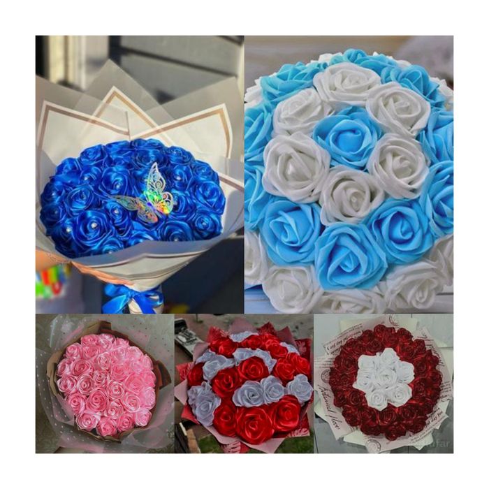 Букетики із атласної стрічкі