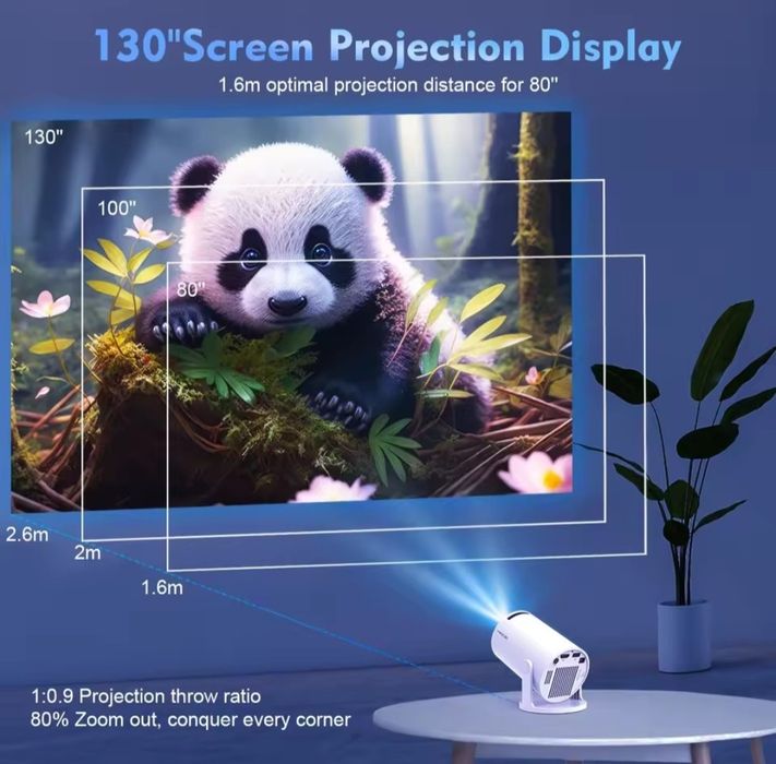 Proietor  HY300 Pro+ 4K 8000 Lumens Android 11 WiFi 6 BT5.4 Portátil com Alto-falante HiFi (Novo)