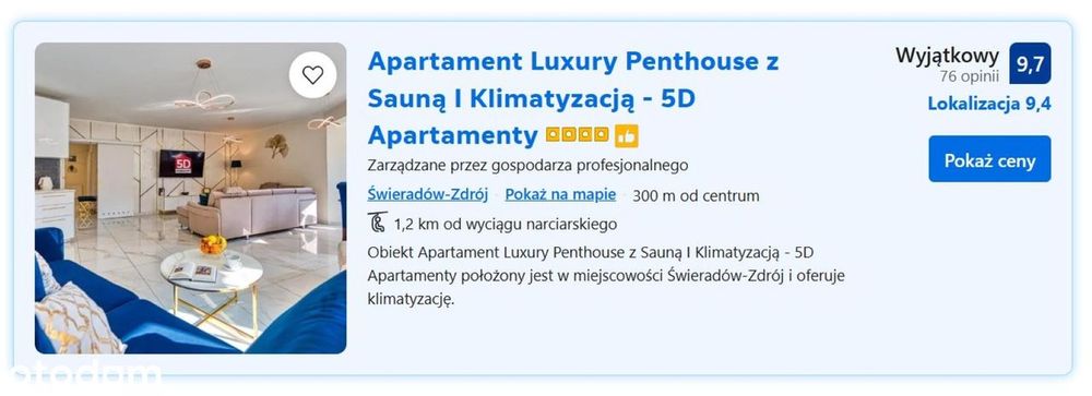 Luxury Penthouse | Gotowy biznes | 9,6 Booking | Sauna | 122m2