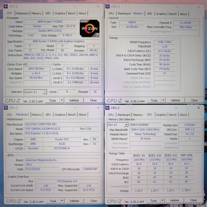 Системний блок AMD Ryzen 7, 3,6-4,4 ГГц / Asus TUF Gaming A520M-Plus II s-AM4 A520