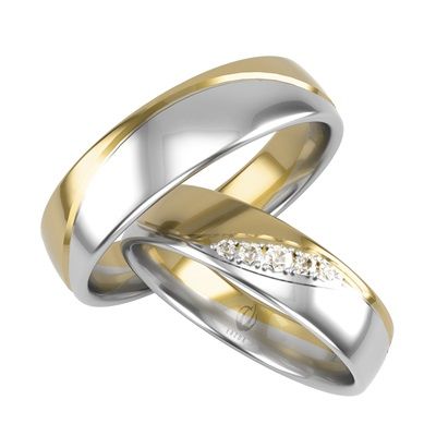 Komplet obrączek złotych 585 14K kolory białe żółte brylanty diamenty