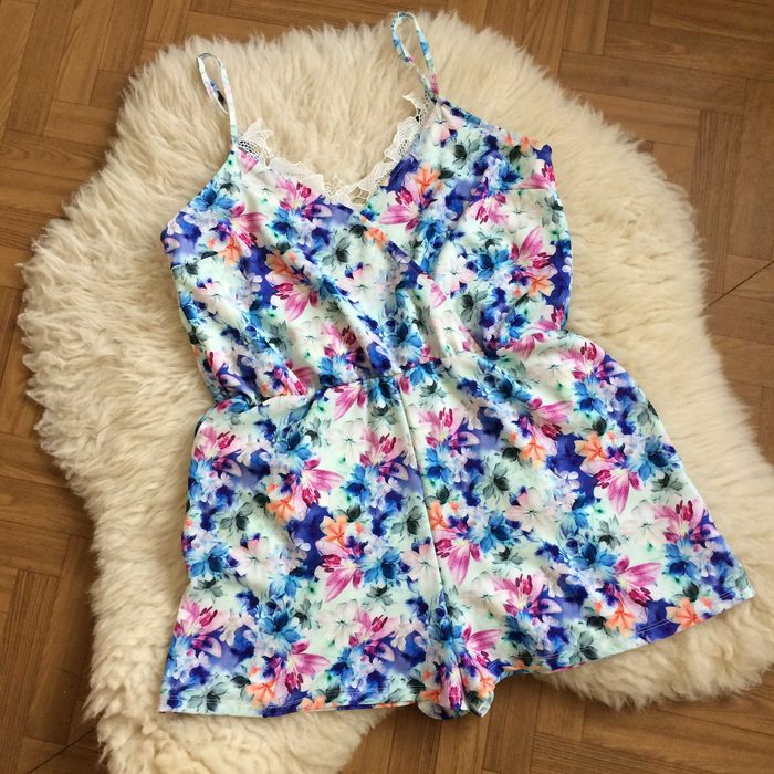 LIPSY kombinezon kolorowy kwiaty letni Michelle Keegan boho L 40 XL 42