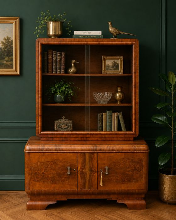 Witryna Serwantka Art Deco Fornir Orzech