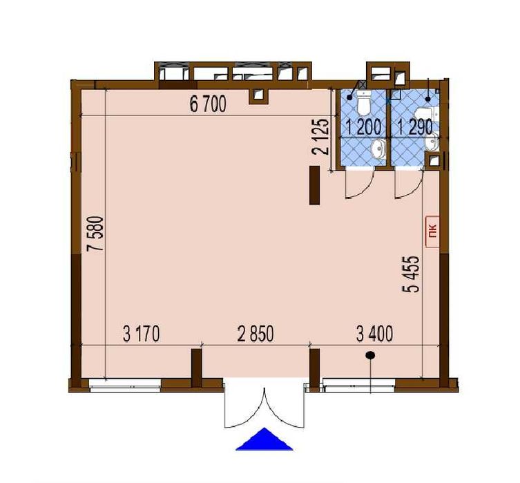 ЖК «Варшавський». Фасадне приміщення Open Space 71 м²