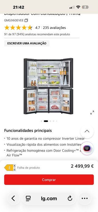 Frigorífico LG side by side