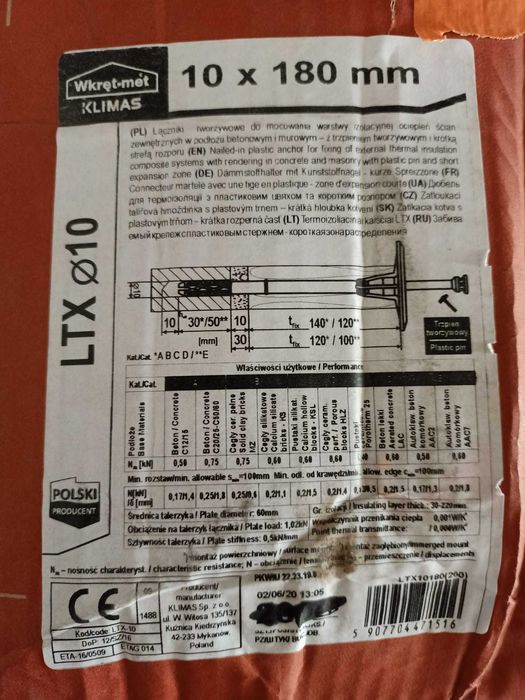 kołki do styropianu  18cm - 348sztuk