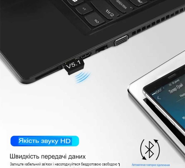 Адаптер Bluetooth 5,1 USB 2.0 для ПК Windows 11/10/8,1 (sv3666) блютуз
