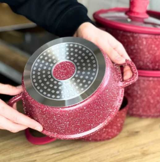 Набор посуды кастрюль с гранитным антипригарным покрытием антипригарна