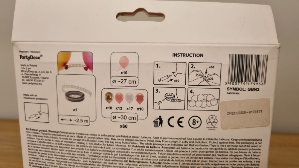 Girlanda balonowa 2 m 60 balonów baby shower