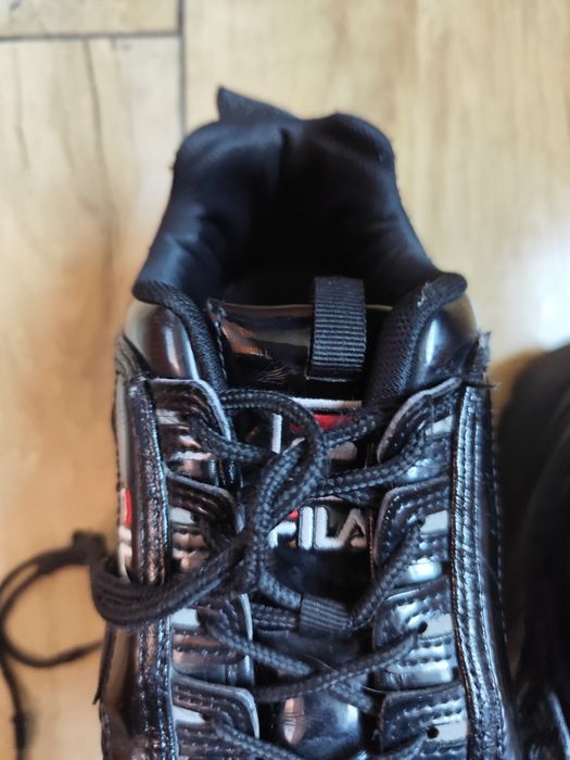 Sneakersy FILA Disruptor oryginalne czarne lakierowane  damskie