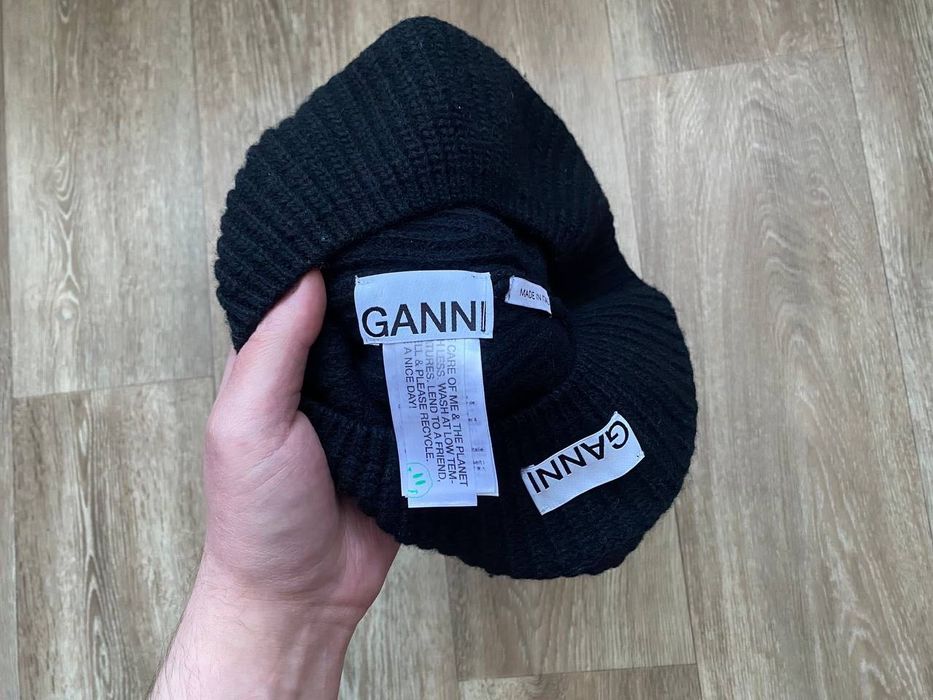 Оригінальний Берет Ganni Women’s Wool Rib Knit Beret Black Italy