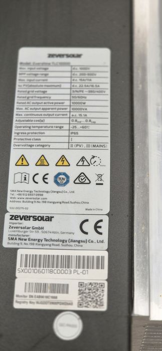 Falownik do fotowoltaiki ZEVERSOLAR Evershine TLC 10000
