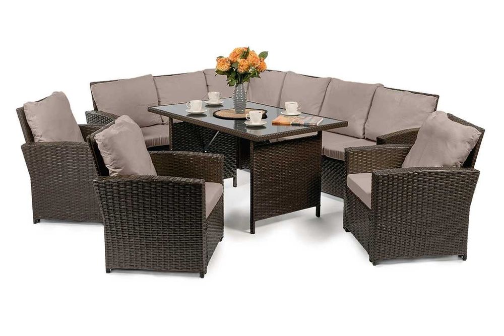 Wypoczynek ogrodowy /Narożnik + fotele / Technorattan/ 9 os / 4 kolory