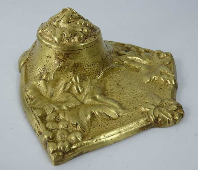 KAŁAMARZ na biurko mosiądz winogron kałamarznik atrament SECESJA