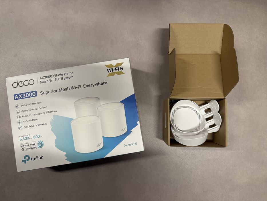TP-LINK Deco X50 x3 + uchwyty ścienne