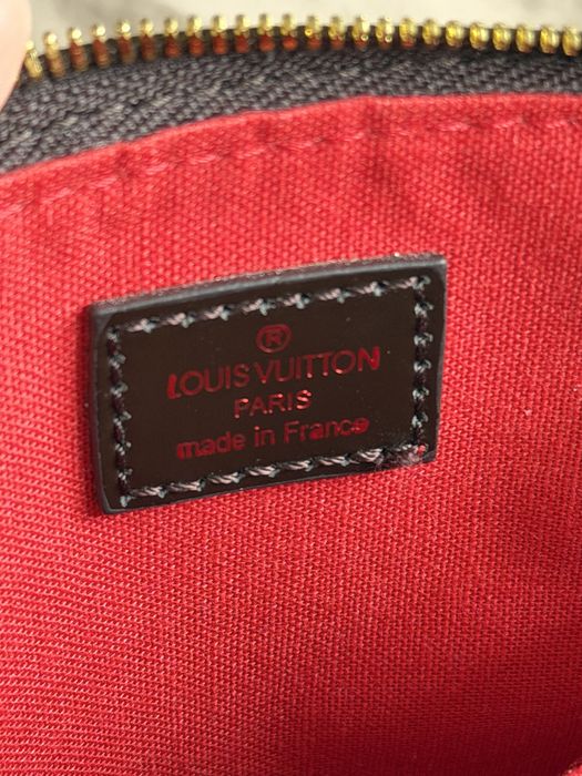 torebka louis vuitton brazowa czarna do reki crossbody pasek logo alma bb damier ebene