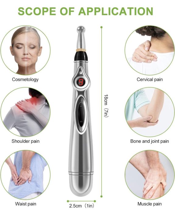 Caneta de Energia de Acupuntura MQUPIN | 3 Cabeças | Nove Potências