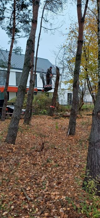 Podnosnik 20m, wycinka drzew, czyszczenie rynien, dachu. Mazowieckie.