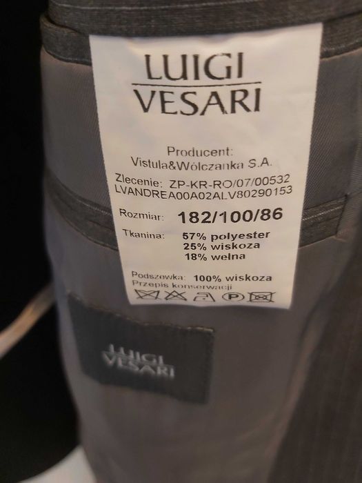 Чоловічий костюм Luigi Vesari Vistula, розмір 182/100/86, у смужку