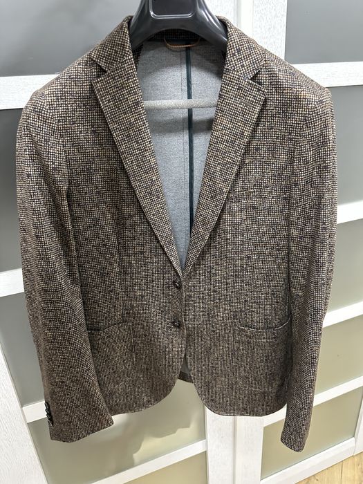 Коричневий піджак у дрібну клітинку 52 розмір фірм NO EXCESS