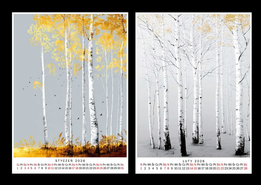 Kalendarz 2026 Zimowe Brzozy 15x21 cm